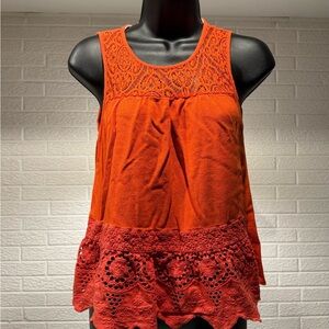 Jolt Vibrant Orange Lace Tank Top